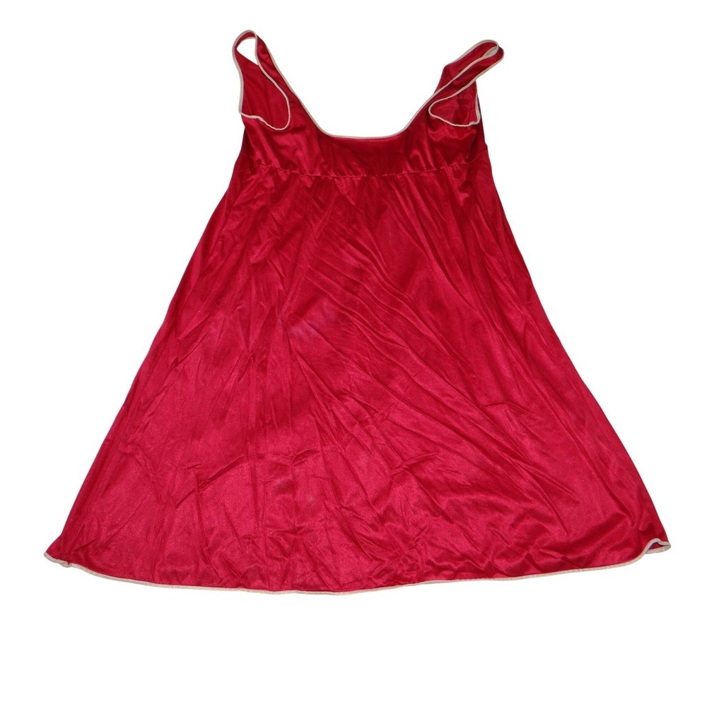 Vintage 2 pc Red Satin Nightgown Slip Loungewear Size 34 S Made in USA